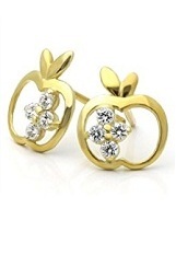 lovely tiny gold apple stud earrings for babies and children
